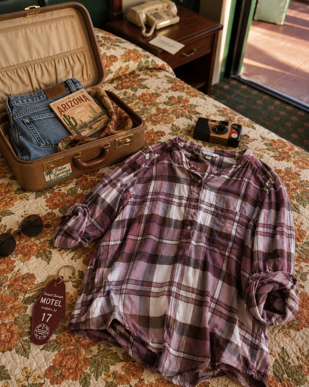 Lucky Brand Plaid Popover Blouse M Roll Tab 100% Viscose Bohoe Boho